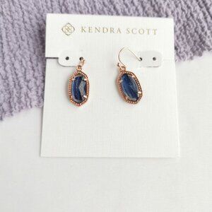 Kendra Scott Lee Rose Gold Earrings navy dusted glass